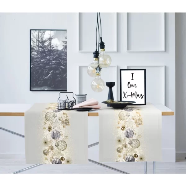 Billig 🔔 Apelt 🎁 Christmas Glam 4715 Tischläufer – 48×140 Cm – Grau/goldfarben 🌟 3